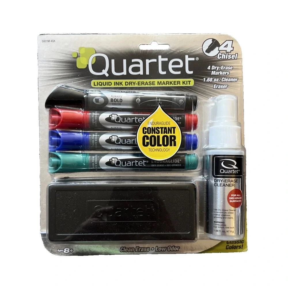 Quartet Endura-Liquid Ink Glide Dry-Erase Marker Kit - Markers, Eraser & Cleaner